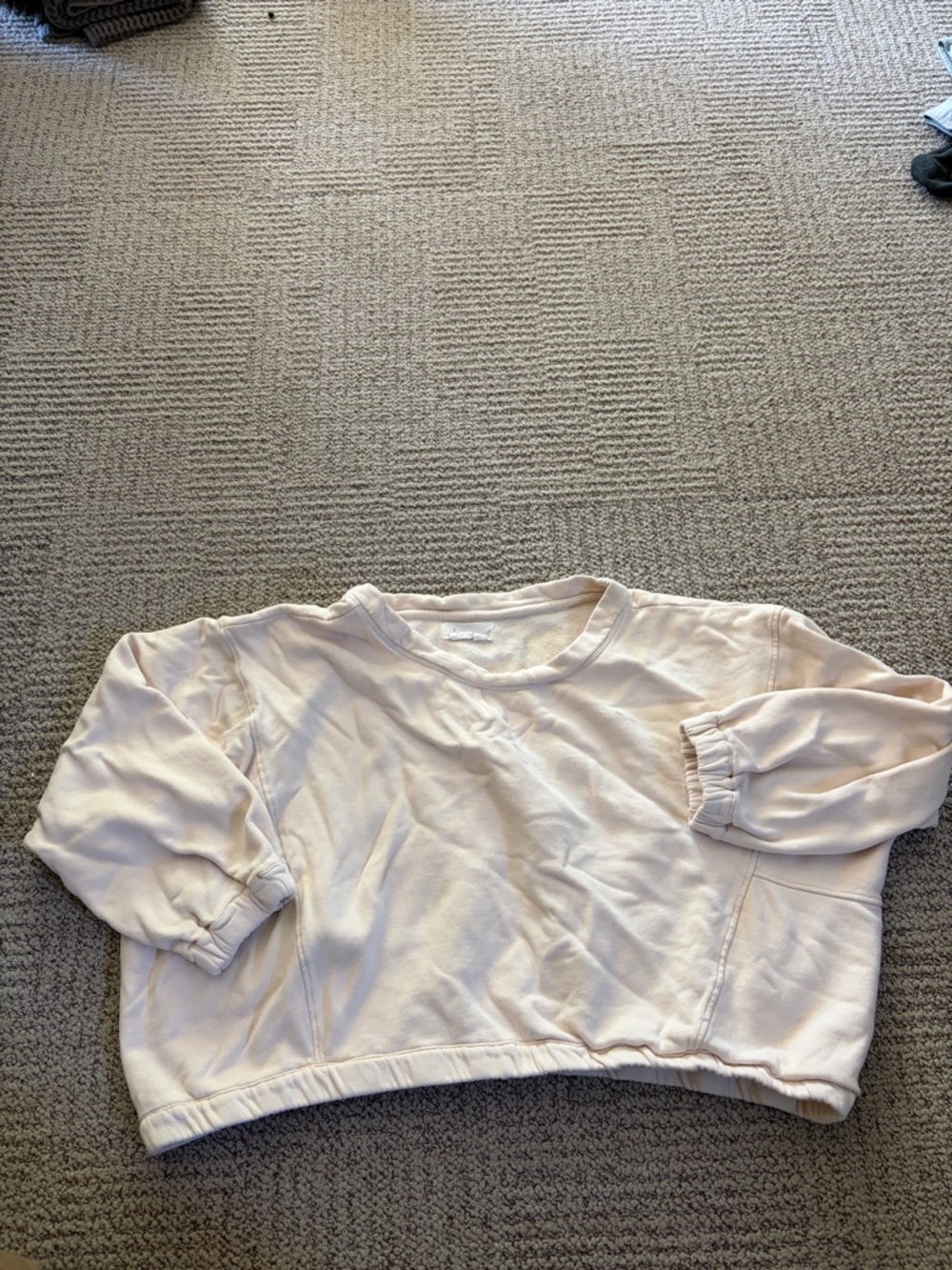 Anthropologie Kids Light Cream Cropped Sweatshirt